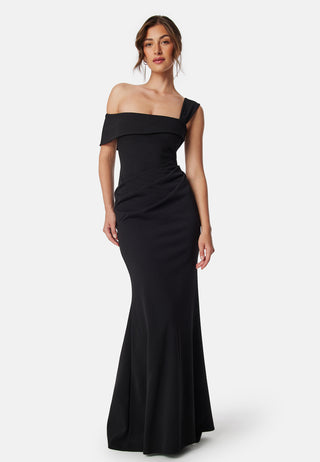 One Shoulder Bardot Pleat Maxi