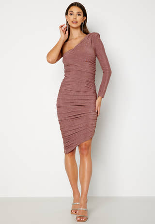 One Shoulder Glitter Mini Dress