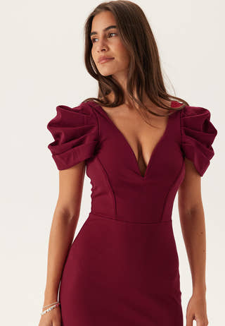 Pleated Sleeve Maxi Dress