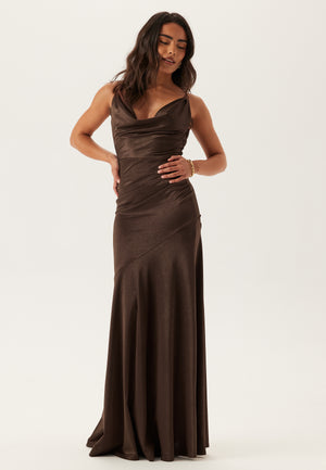 Satin Cowl Neck Maxi Dress