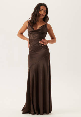 Satin Cowl Neck Maxi Dress