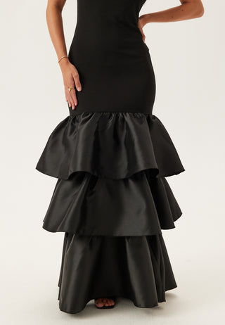 Satin Frill Maxi Dress