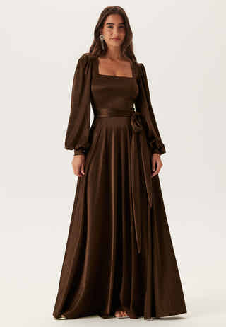 Satin Volume Sleeve Maxi Dress