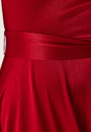 Satin Volume Sleeve Maxi Dress