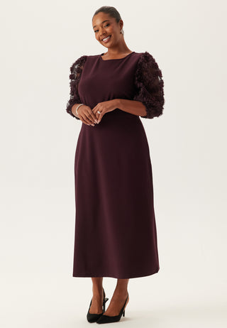 3D Floral Sleeve Midi Dress