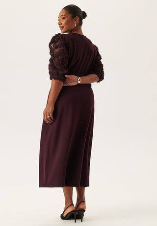 3D Floral Sleeve Midi Dress