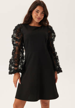 3D Floral Sleeve Short Dress