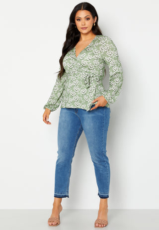 Amanda puff sleeve wrap top