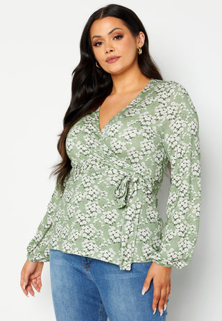 Amanda puff sleeve wrap top