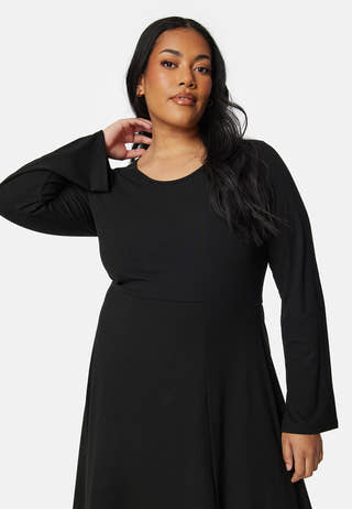 Soft Rib Slit Midi Dress