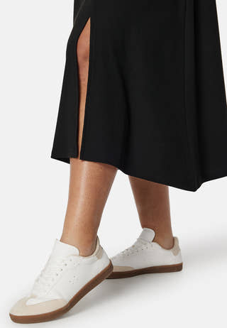 Soft Rib Slit Midi Dress