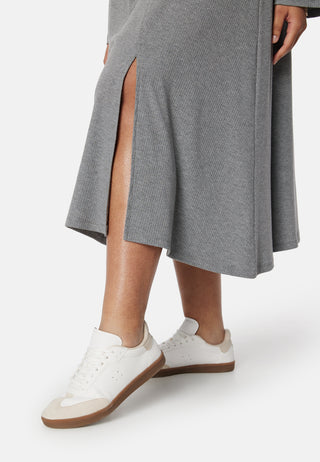 Soft Rib Slit Midi Dress