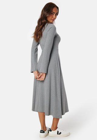 Soft Rib Slit Midi Dress