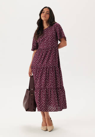Butterfly Sleeve Viscose Midi Dress