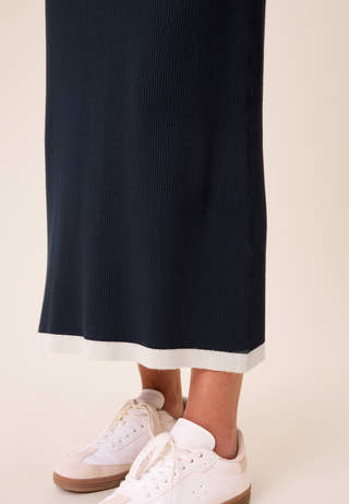 Contrast Knitted Midi Skirt