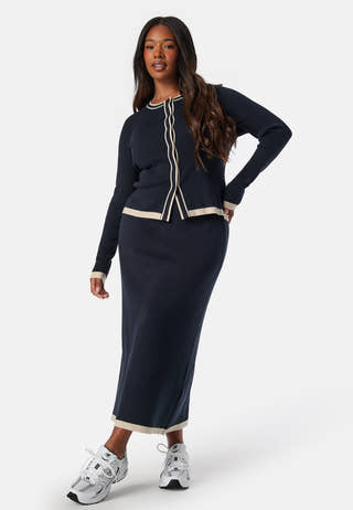 Contrast Knitted Midi Skirt