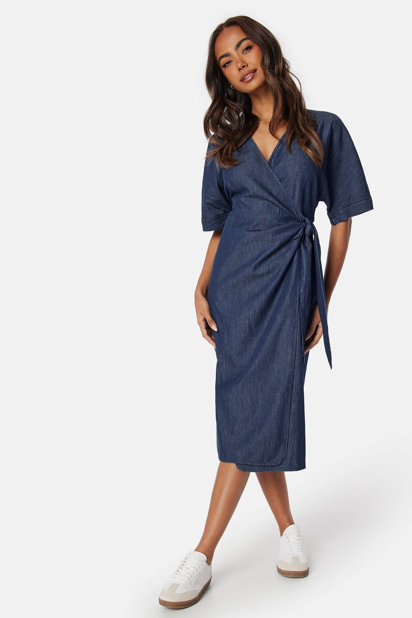 Happy holly – Denim Wrap Dress – + SIZES – Blue