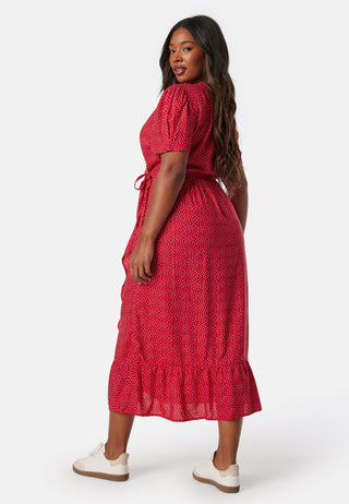 Evie Puff Sleeve Midi Wrap Dress