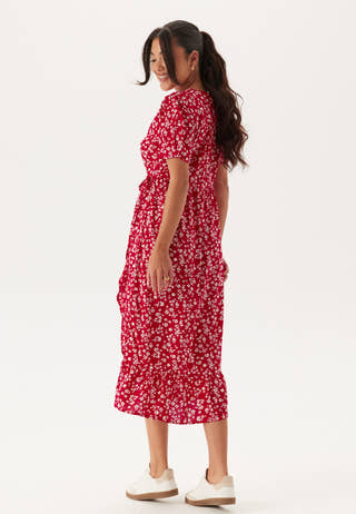 Evie Puff Sleeve Midi Wrap Dress