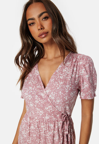 Evie Puff Sleeve Midi Wrap Dress