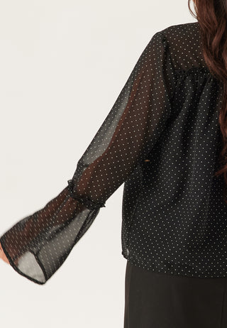 Bluse med volangerm
