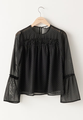 Bluse med volangerm