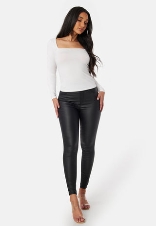 High Waist Push-Up Coated Treggings