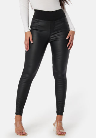 High Waist Push-Up Coated Treggings