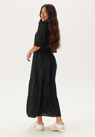 Frill Neck Tiered Maxi Dress