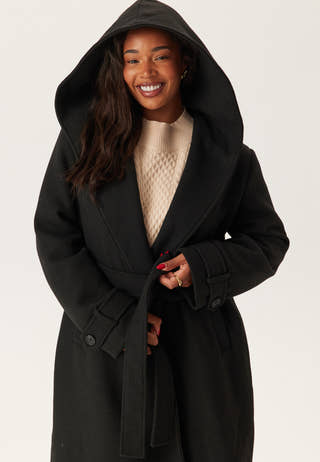 Hooded Wool Mix Coat