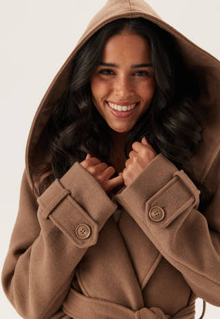 Hooded Wool Mix Coat