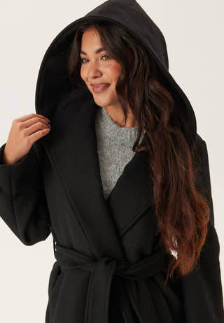 Hooded Wool Mix Coat