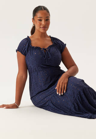 Jersey Broderie Anglaise Maxi Dress