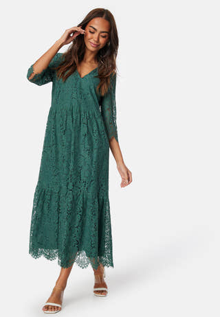 V-neck Lace Midi Dress