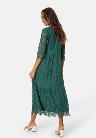 V-neck Lace Midi Dress