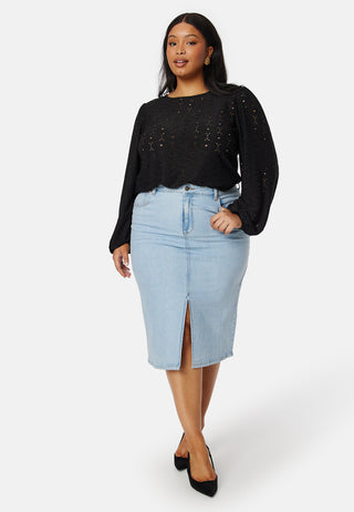 Denim Midi Slit Skirt