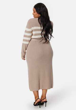 Striped O-neck  Knitted Dress