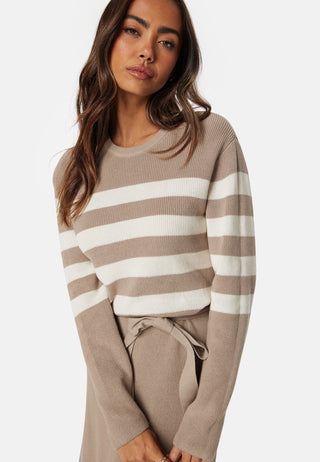 Striped O-neck  Knitted Dress