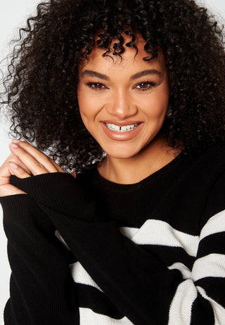 Striped O-neck  Knitted Dress