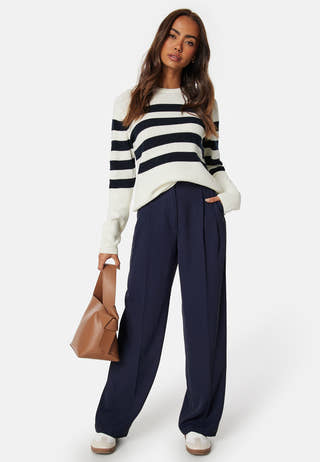 Striped O-neck  Knitted Sweater