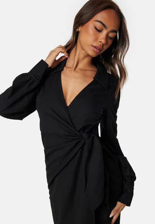 Soft Wrap Midi Shirt Dress