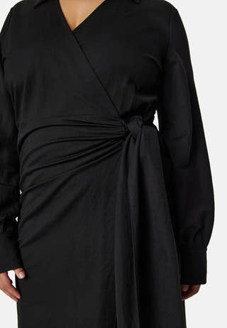 Soft Wrap Midi Shirt Dress
