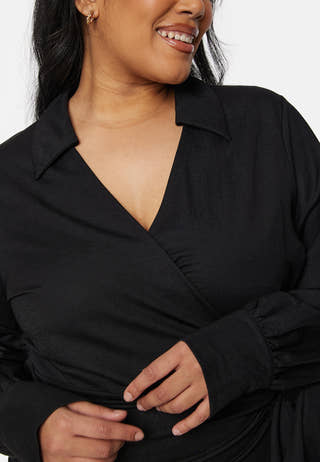 Soft Wrap Midi Shirt Dress