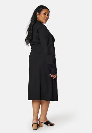 Soft Wrap Midi Shirt Dress