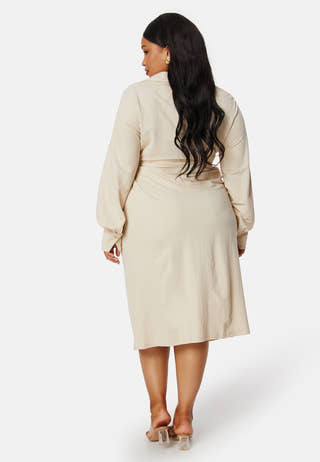 Soft Wrap Midi Shirt Dress