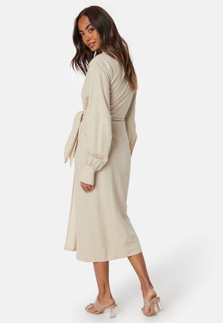 Soft Wrap Midi Shirt Dress
