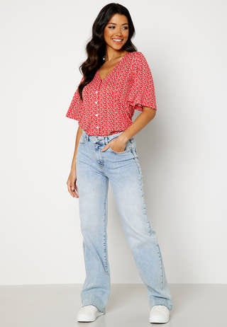Malini button frill top
