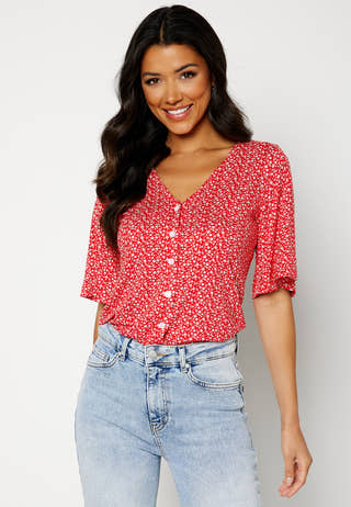 Malini button frill top