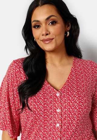 Malini button frill top