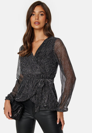 Perley sparkling wrap top